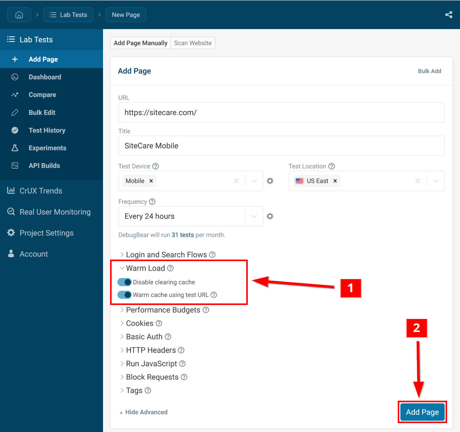 Set up monitoring with warm load