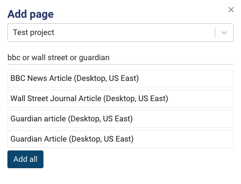 Selecting what pages to compare