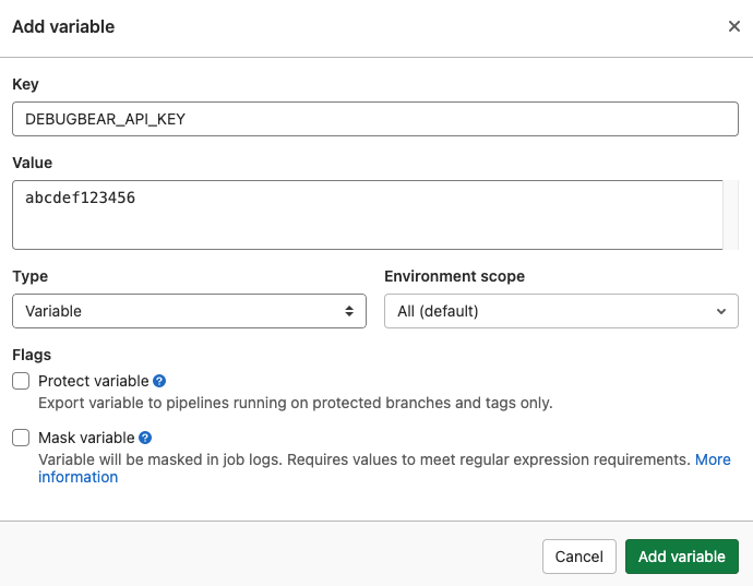 Configure GitLab environment variable