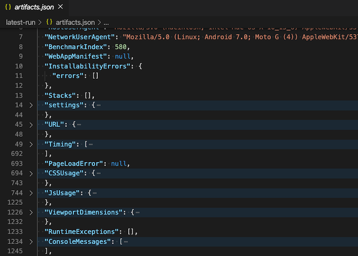 Lighthouse artifacts.json file