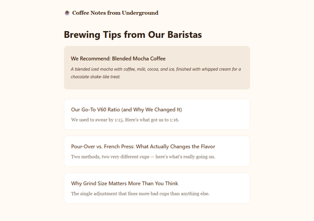 Astro demo blog, homepage