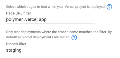 Page URL filter setting to customize what deployed pages to test