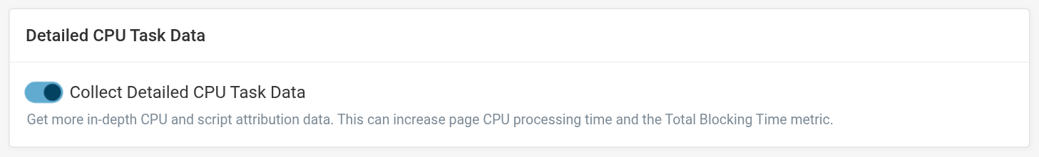 The Collect Detailed CPU Task Data toggle in the project's lab test settings
