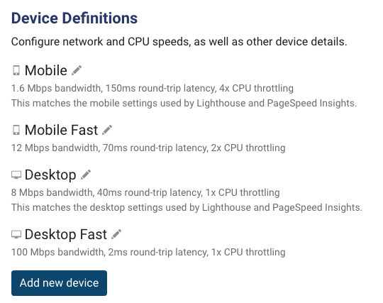 Details on each device