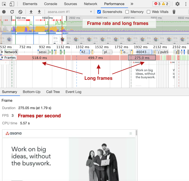 DevTools frames section