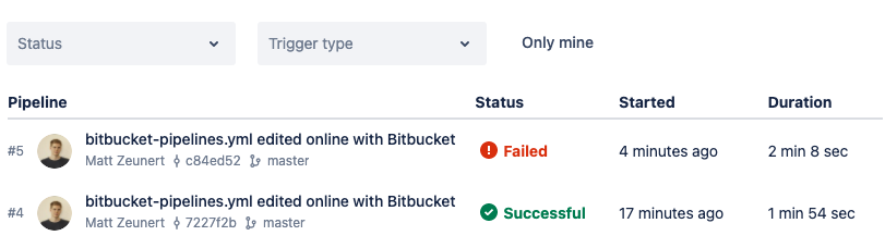 Failed pipeline based on web performance