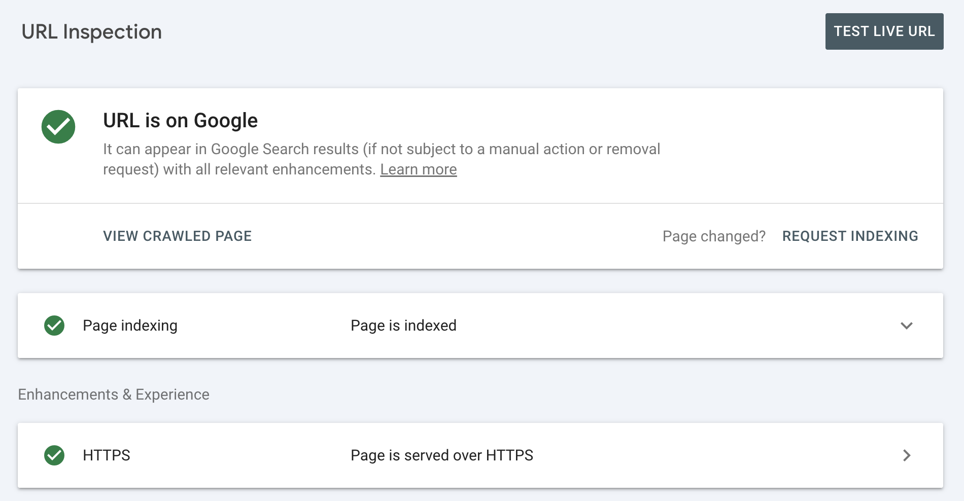 URL Inspection in Google Search Console