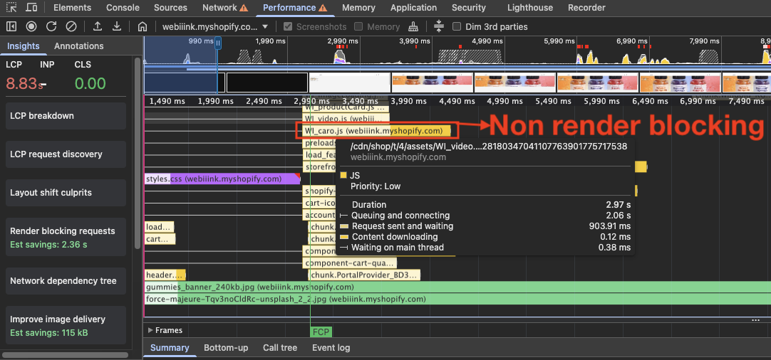 Performance comparison with custom carousel