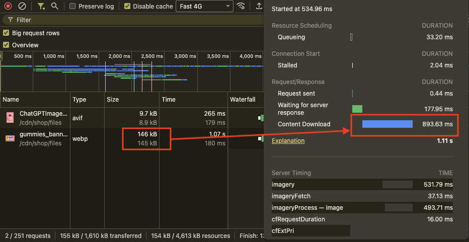 Uncompressed image with full quality