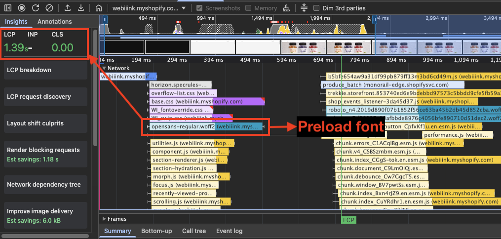 Preloaded font loading earlier