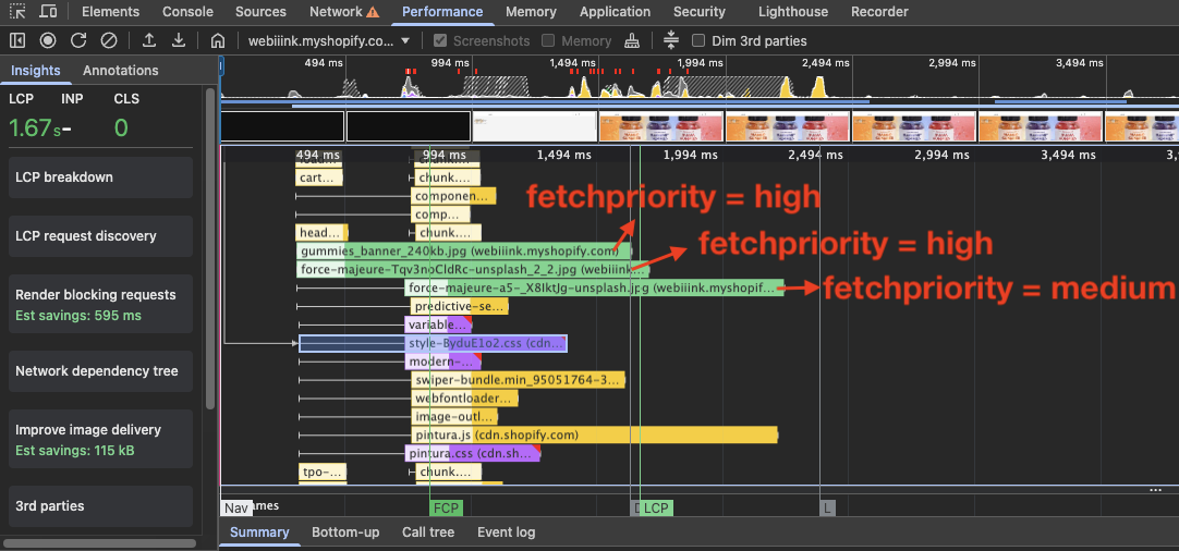 Fetchpriority high on first slider image