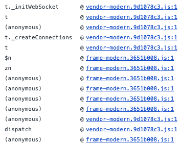 JavaScript initiator call stack