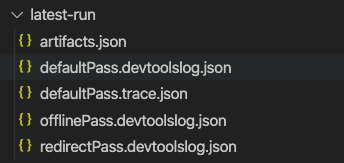 Lighthouse latest-run artifacts, including trace and devtoolslog