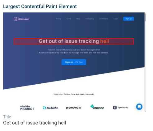 Example LCP element in DebugBear