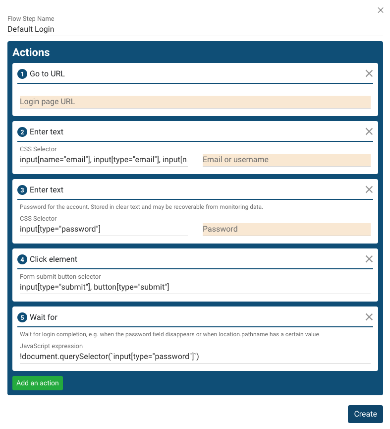 Login step form