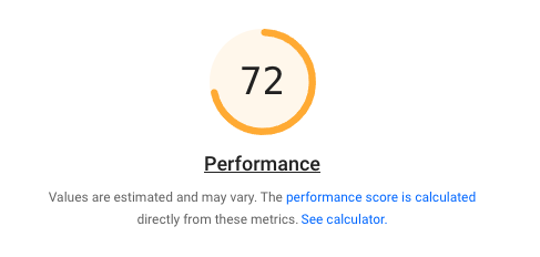 Performance score in the Lighthouse report