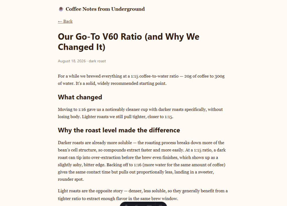 A screenshot of a static blog post, still with no interactive features