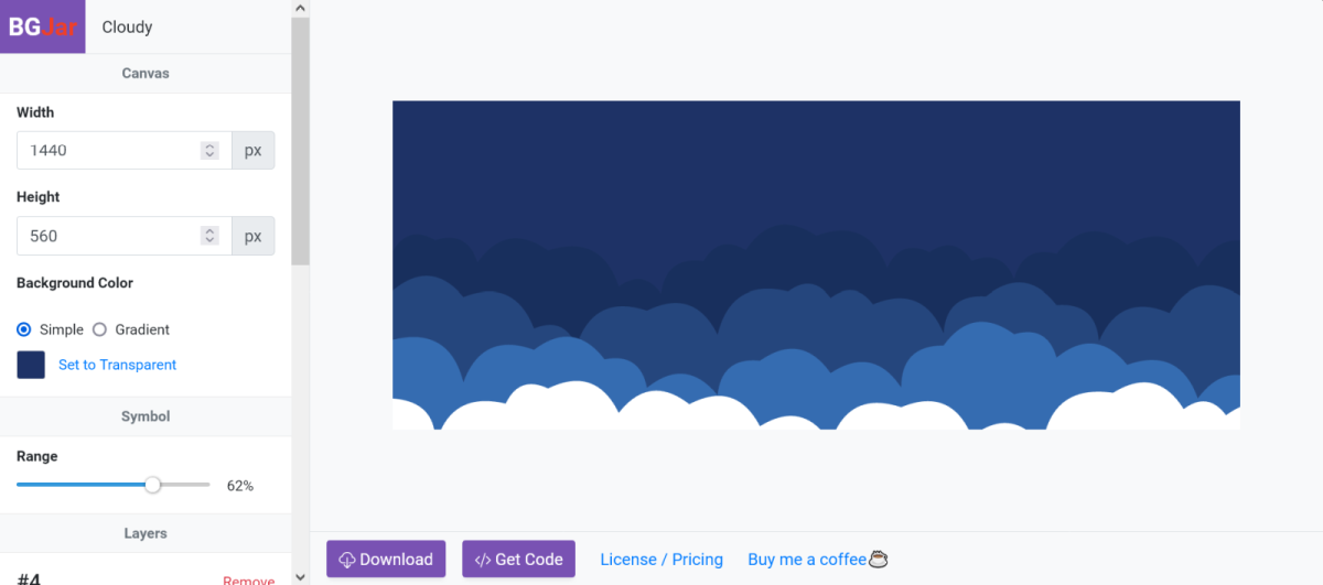 SVG vector background with clouds, shown inside the BGJar app