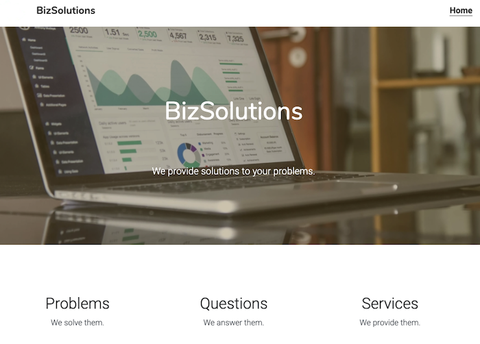 BizSolutions website