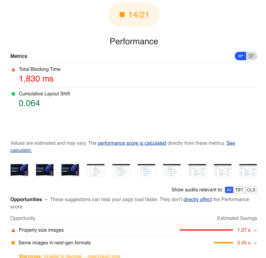 Lighthouse user flow timespan detail