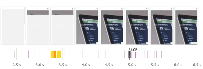 Webflow performance filmstrip