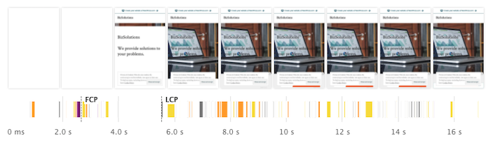 Wordpress performance filmstrip