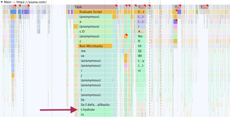 Main thread tasks in DevTools