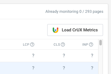 CrUX data scan