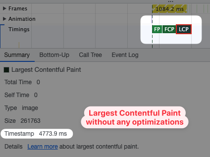 Baseline LCP test result