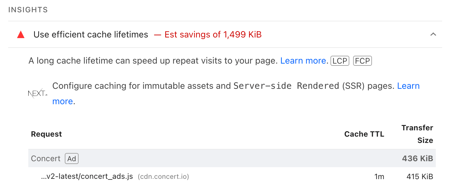 Use efficient cache lifetimes guidance in Pagespeed Insights