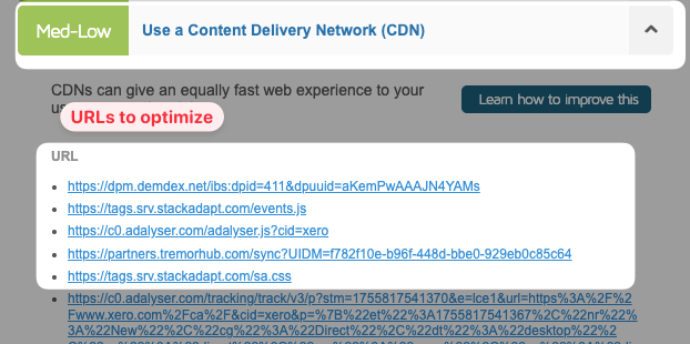 GTmetrix use a cdn audit