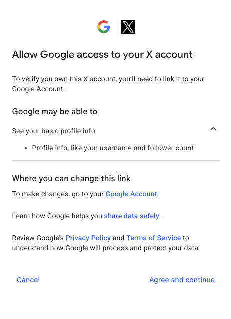 X platform connection to Search Console