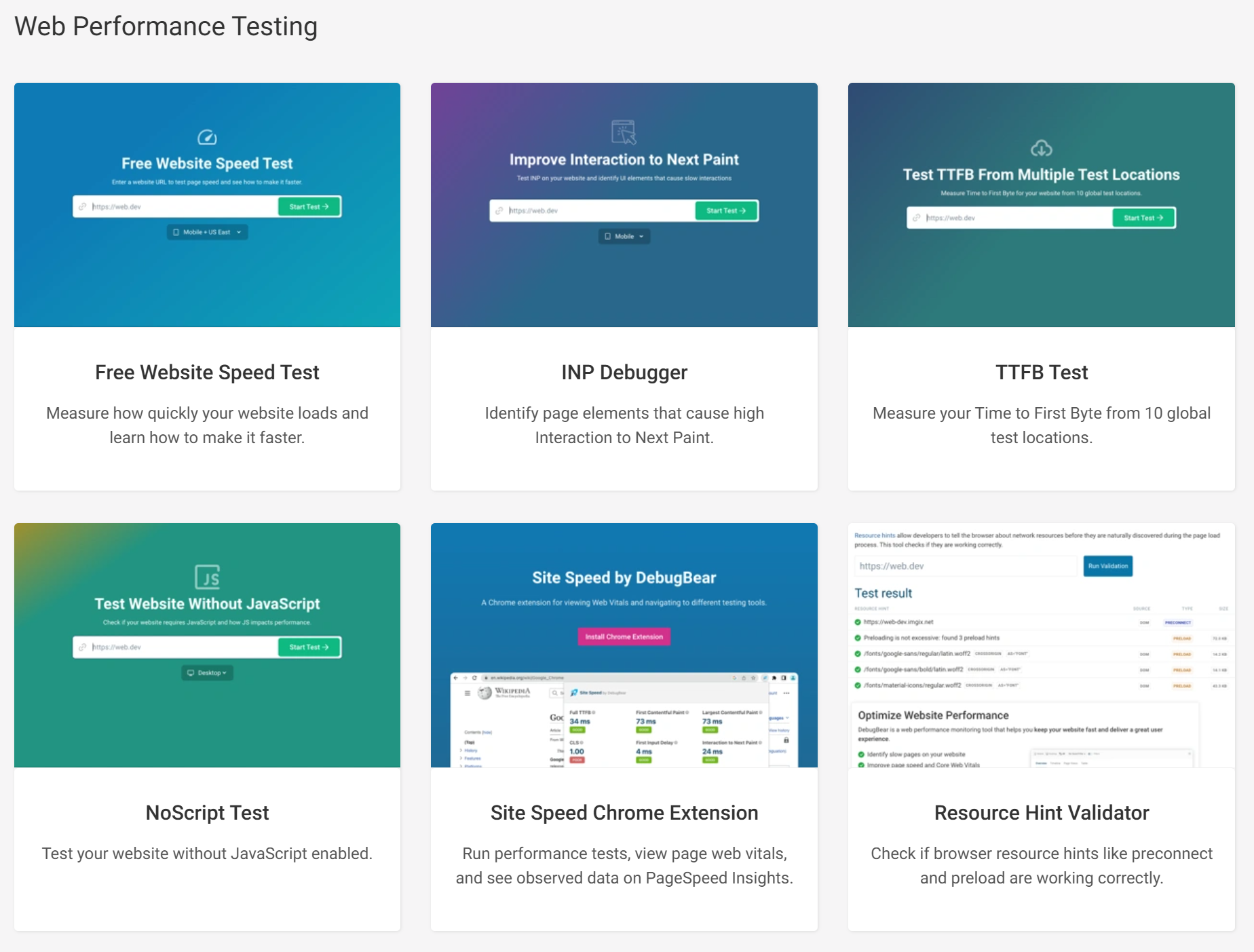 Free DebugBear tools