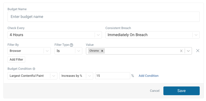 Editing a DebugBear budget