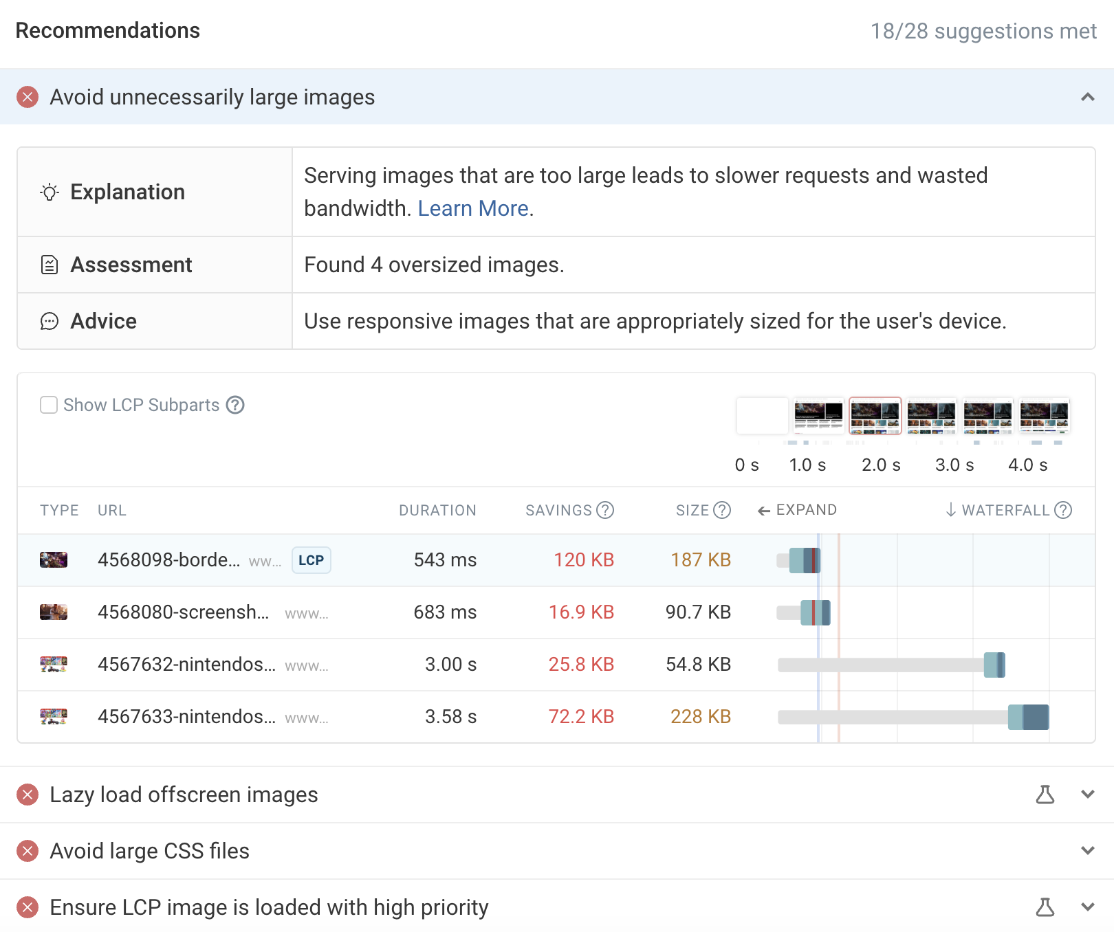 Page speed recommendations in DebugBear