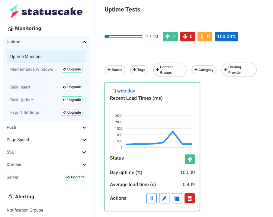 StatusCake monitor