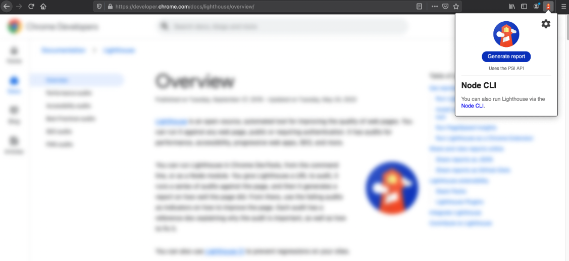 Lighthouse in Firefox