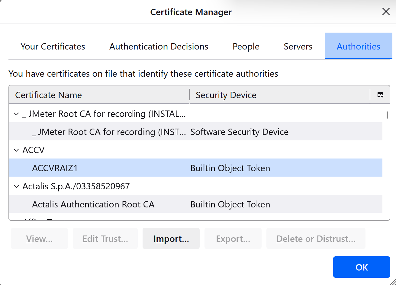 Certificate manager in Jmeter