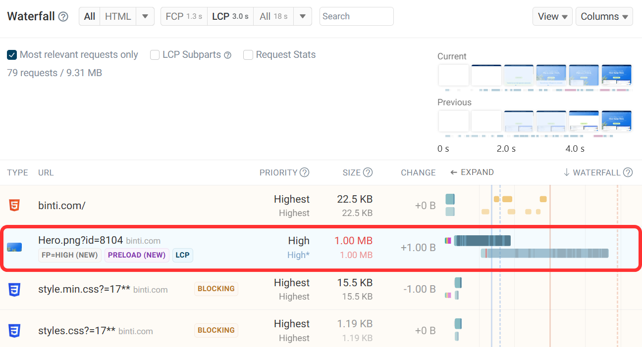Preload experiment result