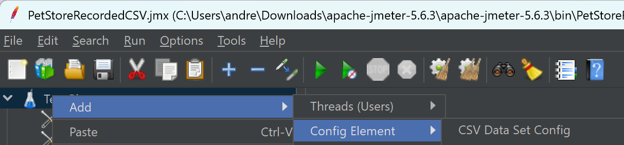 CSV Data Set Config navigation in Jmeter