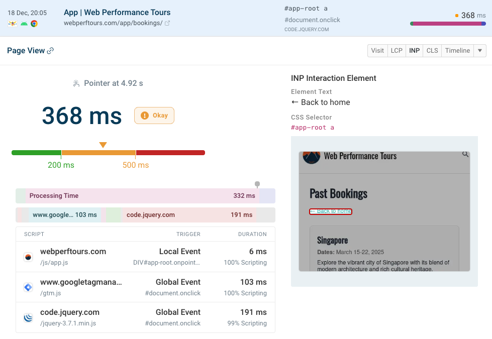 INP scripts in DebugBear