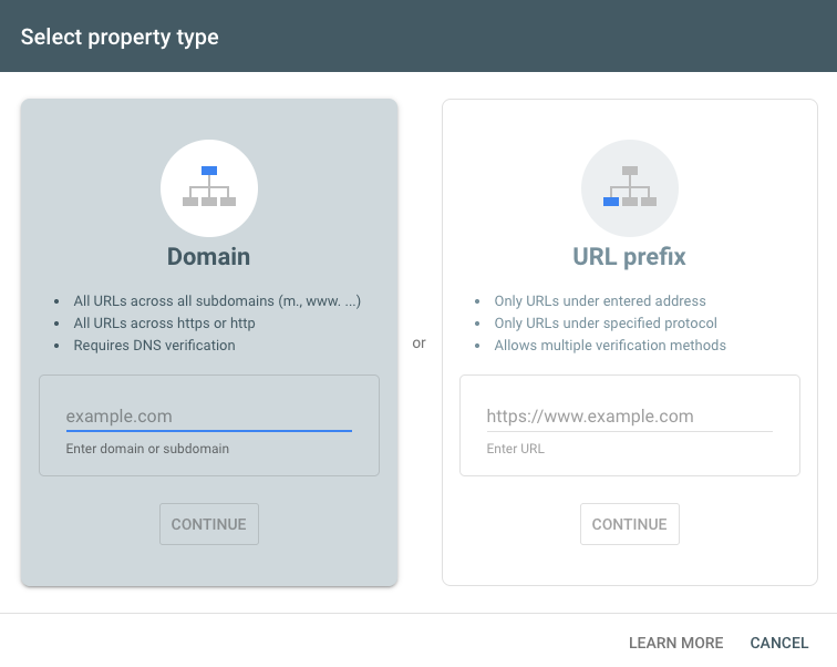 Google Search Console - add property verification