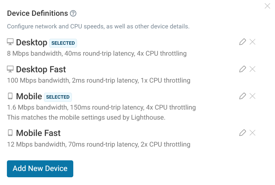 Details on each device