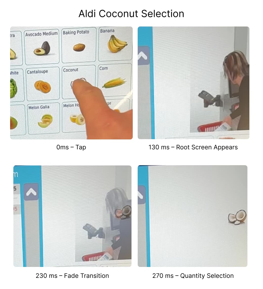 Transitions when selecting coconuts from the listing
