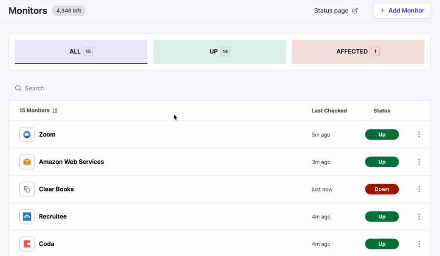 Status page aggregation