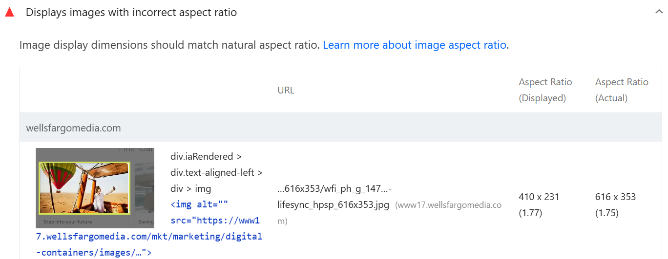 Displays images with correct aspect ratio audit
