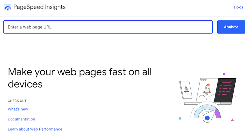 PageSpeed Insights homepage