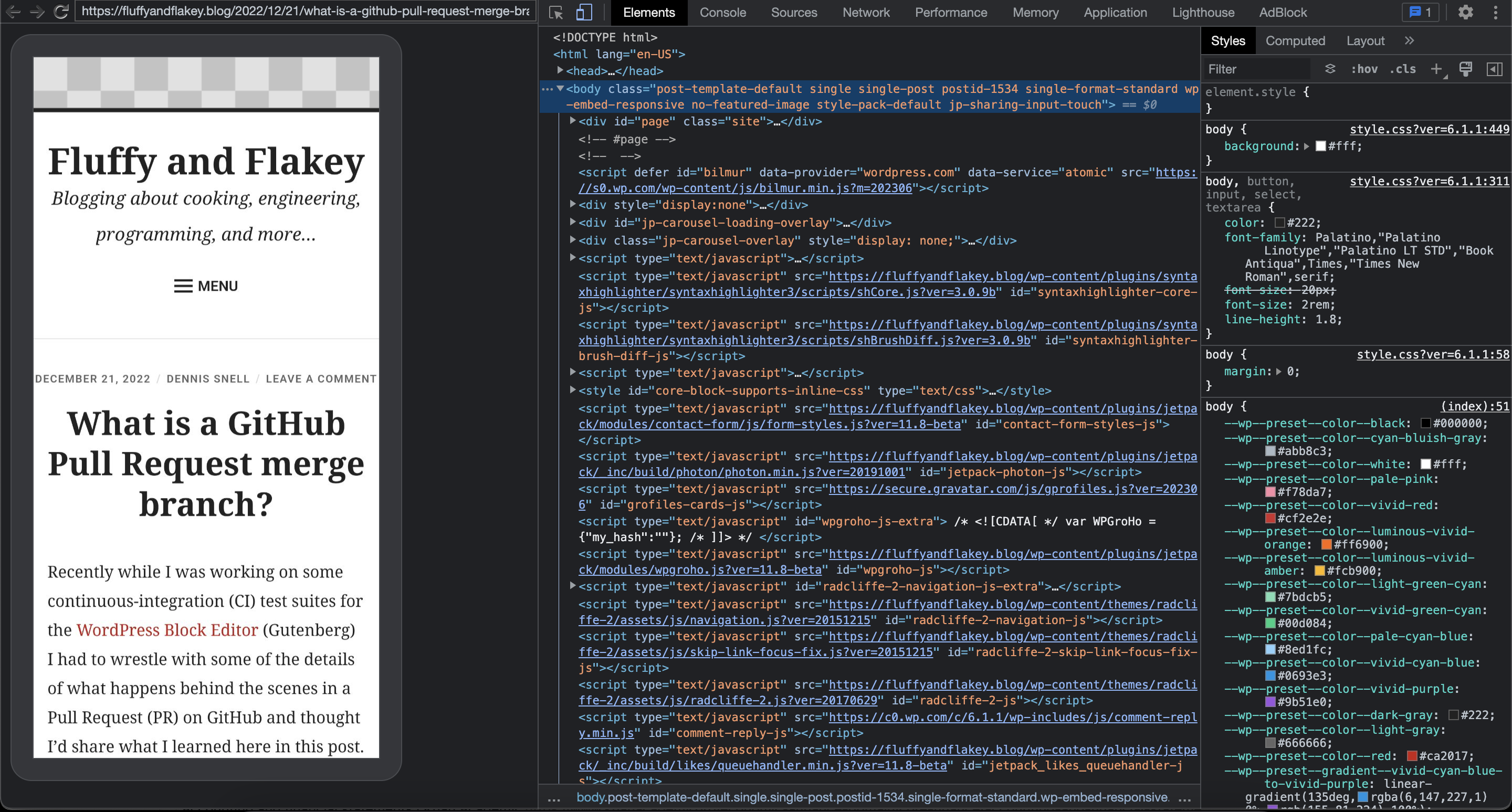 An example of the remote debugging interface