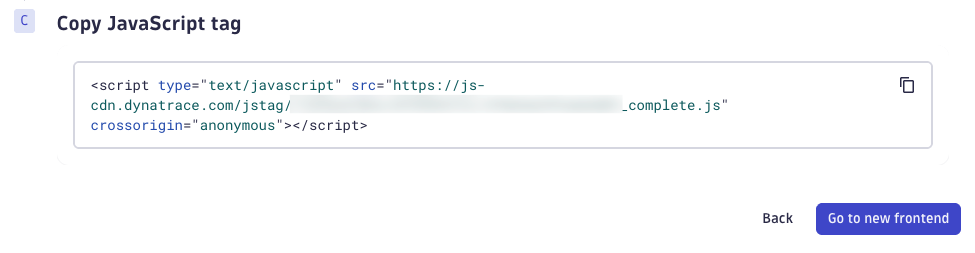 Dynatrace JavaScript tag