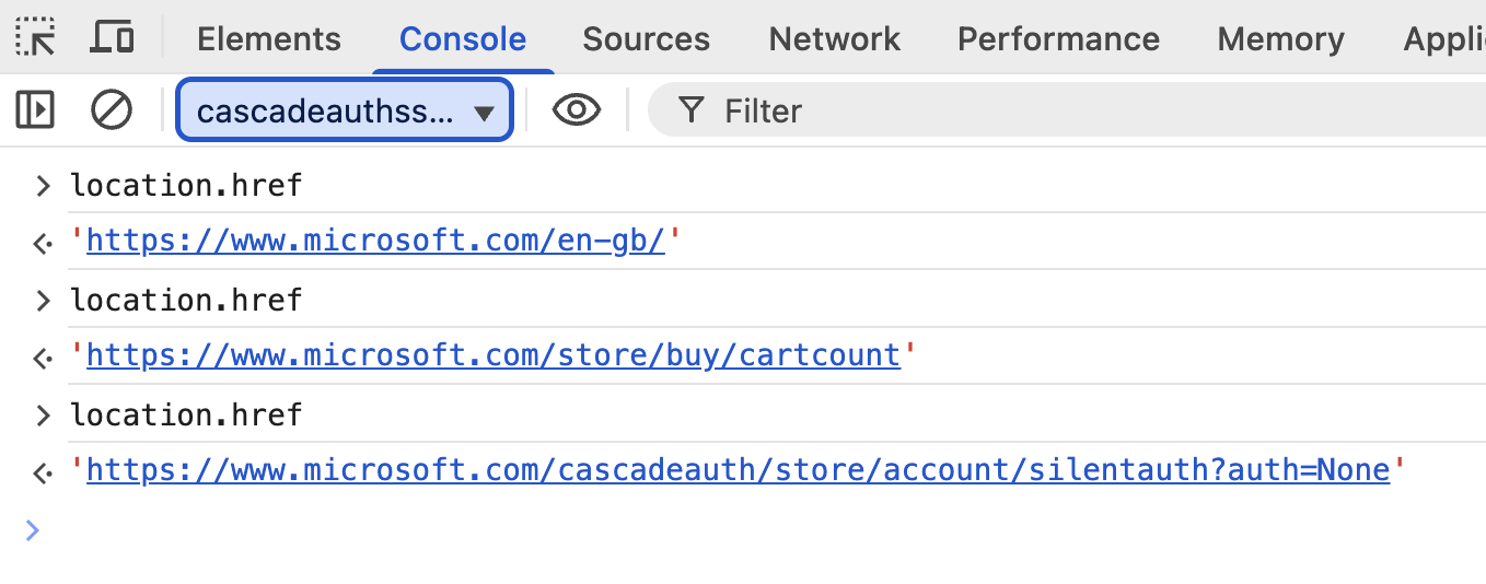 Console href value varying based on context